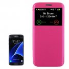 For Galaxy S7 Magenta Flip Leather Case with Call Display ID