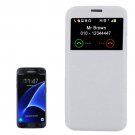 For Galaxy S7 White Flip Leather Case with Call Display ID