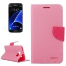 For Galaxy S7 Pink Cross Leather Case with Card Slots, Holder & Wallet