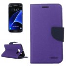 For Galaxy S7 Purple Cross Leather Case with Card Slots, Holder & Wallet