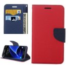 For Galaxy S7 Red Cross Leather Case with Card Slots, Holder & Wallet