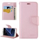 For Galaxy S7 Rose Gold Cross Leather Case with Card Slots, Holder & Wallet
