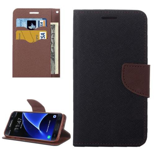 For Galaxy S7 Brown Cross Leather Case with Card Slots, Holder & Wallet