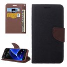 For Galaxy S7 Brown Cross Leather Case with Card Slots, Holder & Wallet