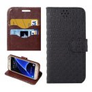 For Galaxy S7 Black Grid Voltage Leather Case with Holder & Card Slots