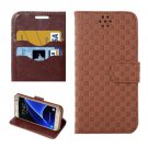 For Galaxy S7 Coffee Grid Voltage Leather Case with Holder & Card Slots