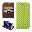 For Galaxy S7 Green Grid Voltage Leather Case with Holder & Card Slots