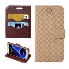 For Galaxy S7 Brown Grid Voltage Leather Case with Holder & Card Slots