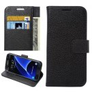 For Galaxy S7 Black Litchi Leather Case with Holder, Wallet & Card Slots