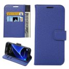 For Galaxy S7 Blue Litchi Leather Case with Holder, Wallet & Card Slots