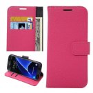 For Galaxy S7 Magenta Litchi Leather Case with Holder, Wallet & Card Slots