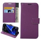 For Galaxy S7 Purple Litchi Leather Case with Holder, Wallet & Card Slots