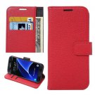 For Galaxy S7 Red Litchi Leather Case with Holder, Wallet & Card Slots