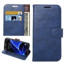For Galaxy S7 Blue Crazy Horse Leather Case with Holder, Wallet & Card Slots