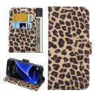 For Galaxy S7 Yellow Leopard Leather Case with Holder, Wallet & Card Slots