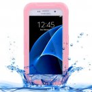 For Galaxy S7 IPX8 Pink Transparent Waterproof Protective Case with Lanyard