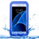 For Galaxy S7 IPX8 Blue Transparent Waterproof Protective Case with Lanyard