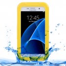 For Galaxy S7 IPX8 Yellow Transparent Waterproof Protective Case with Lanyard