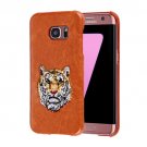 For Galaxy S7 Oil skin Embroidery Tiger Pattern PU Paste Skin PC Case