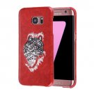 For Galaxy S7 Oil skin Embroidery Leopard Pattern PU Paste Skin PC Case