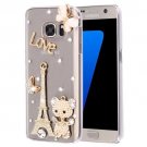 For Galaxy S7 Diamond Encrusted Pearl Eiffel Pattern Plastic Case