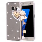 For Galaxy S7 Diamond Encrusted Pearl Heart Pattern Plastic Case