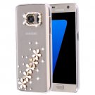 For Galaxy S7 Diamond Encrusted Pearl Flowers Pattern Plastic Case