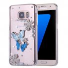 For Galaxy S7 Diamond Encrusted Butterflies Pattern PC Case Back Cover