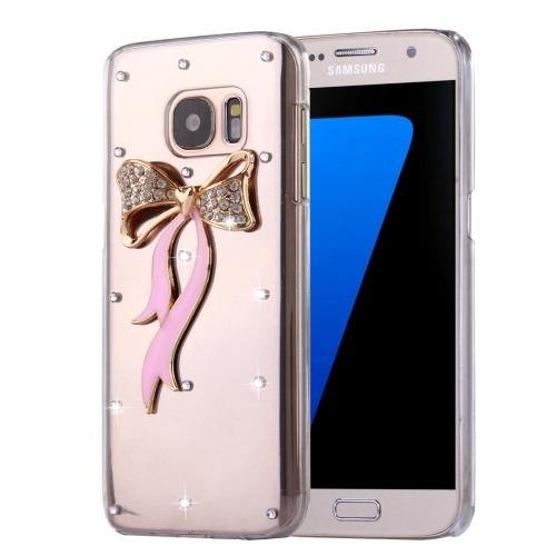 For Galaxy S7 Diamond Encrusted Bowknot Pattern PC Case Back Cover