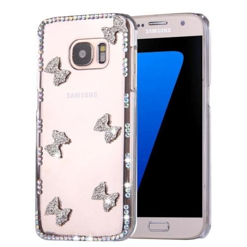For Galaxy S7 Diamond Encrusted Bowknots Pattern PC Case Back Cover