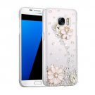 For Galaxy S7 Fevelove Diamond Incrusted Flower Pattern PC Case Back Cover