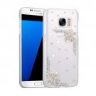 For Galaxy S7 Fevelove Diamond Incrusted Flower Pattern PC Case Back Cover