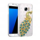 For Galaxy S7 Fevelove Diamond Incrusted Peacock Pattern PC Case Back Cover