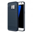 For Galaxy S7 Dark Blue Brushed Fiber TPU Rugged Armor Protective Case