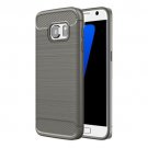 For Galaxy S7 Grey Brushed Fiber TPU Rugged Armor Protective Case