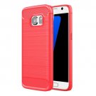 For Galaxy S7 Red Brushed Fiber TPU Rugged Armor Protective Case