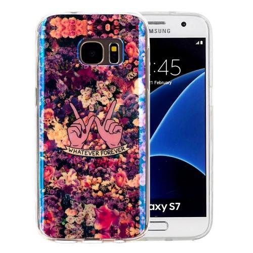 For Galaxy S7 IMD Flowers Pattern Blu-ray Soft TPU Protective Case