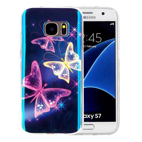 For Galaxy S7 IMD Butterfly Pattern Blu-ray Soft TPU Protective Case