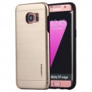 For Galaxy S7 Gold Motomo Brushed Texture Metal + TPU Protective Case