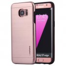For Galaxy S7 Rose Gold Motomo Brushed Texture Metal + TPU Protective Case