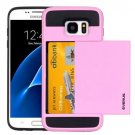 For Galaxy S7 Pink Verus Slide Style TPU + PC Case with Card Slot