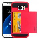 For Galaxy S7 Red Verus Slide Style TPU + PC Case with Card Slot