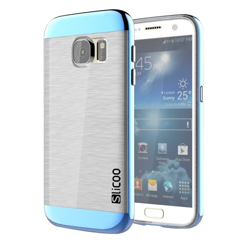 For Galaxy S7 Blue Slicoo Separable Brushed TPU + Electroplating PC Case