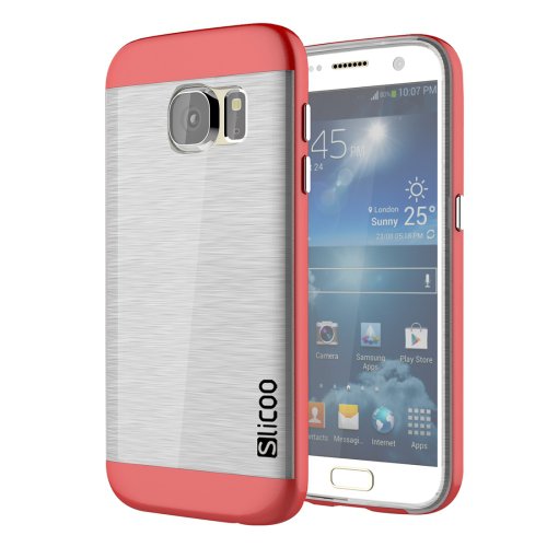 For Galaxy S7 Red Slicoo Separable Brushed TPU + Electroplating PC Case