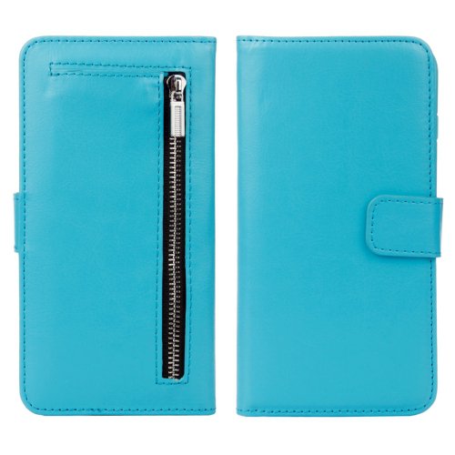 For iPhone 7 Blue Separable Crazy Horse Zipper Wallet Flip Leather Case