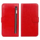For iPhone 7 Red Separable Crazy Horse Zipper Wallet Flip Leather Case