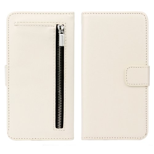 For iPhone 7 White Separable Crazy Horse Zipper Wallet Flip Leather Case