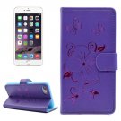 For iPhone 7 Butterfly Purple PU Leather Case with Holder, Card Slots & Wallet