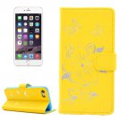 For iPhone 7 Butterfly Yellow PU Leather Case with Holder, Card Slots & Wallet