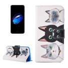 For iPhone 7 3 Cats Pattern PU Leather Case with Holder, Card Slots & Wallet